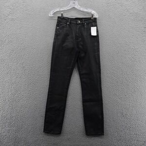 AG Adriano Goldschmied Alexxis Slim High Rise Black Coated Jeans‎ Size 25 NEW